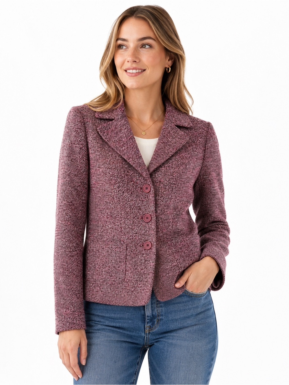 Vintage 90’s Ann Taylor Petites 6P Maeve Tweed Blazer Wool Silk Career Jacket - Picture 2 of 8